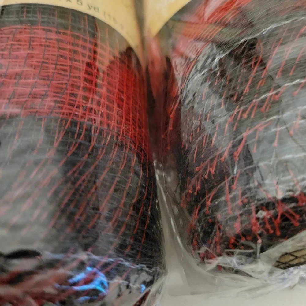 Bundle of 8 Black and Red Mesh for Wreaths, Garlands, Flower Arrangements